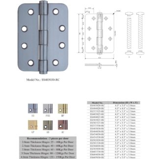 stainless steel round corner door hinges manufacturers