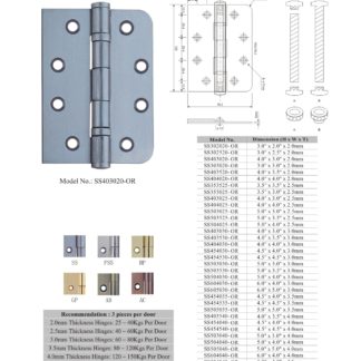 stainless steel one leaf round corner hinges manufacturers
