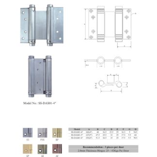 stainless steel double action spring hinge manufacturers